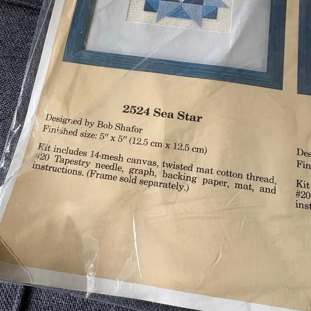 Sea Star 2524 Blue Pastel Vintage Needlepoint Kit by The Creative Circle - 1988